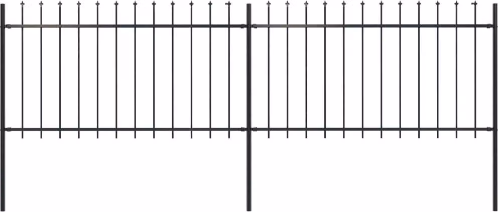 Recinzione da Giardino con Punta a Lancia in Acciaio 359x100 cm Nero