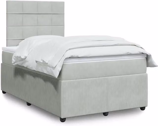 Letto a molle vidaXL con materasso ibrido in velluto grigio e bianco L/P/H: 120 x 190 x 150,5 cm