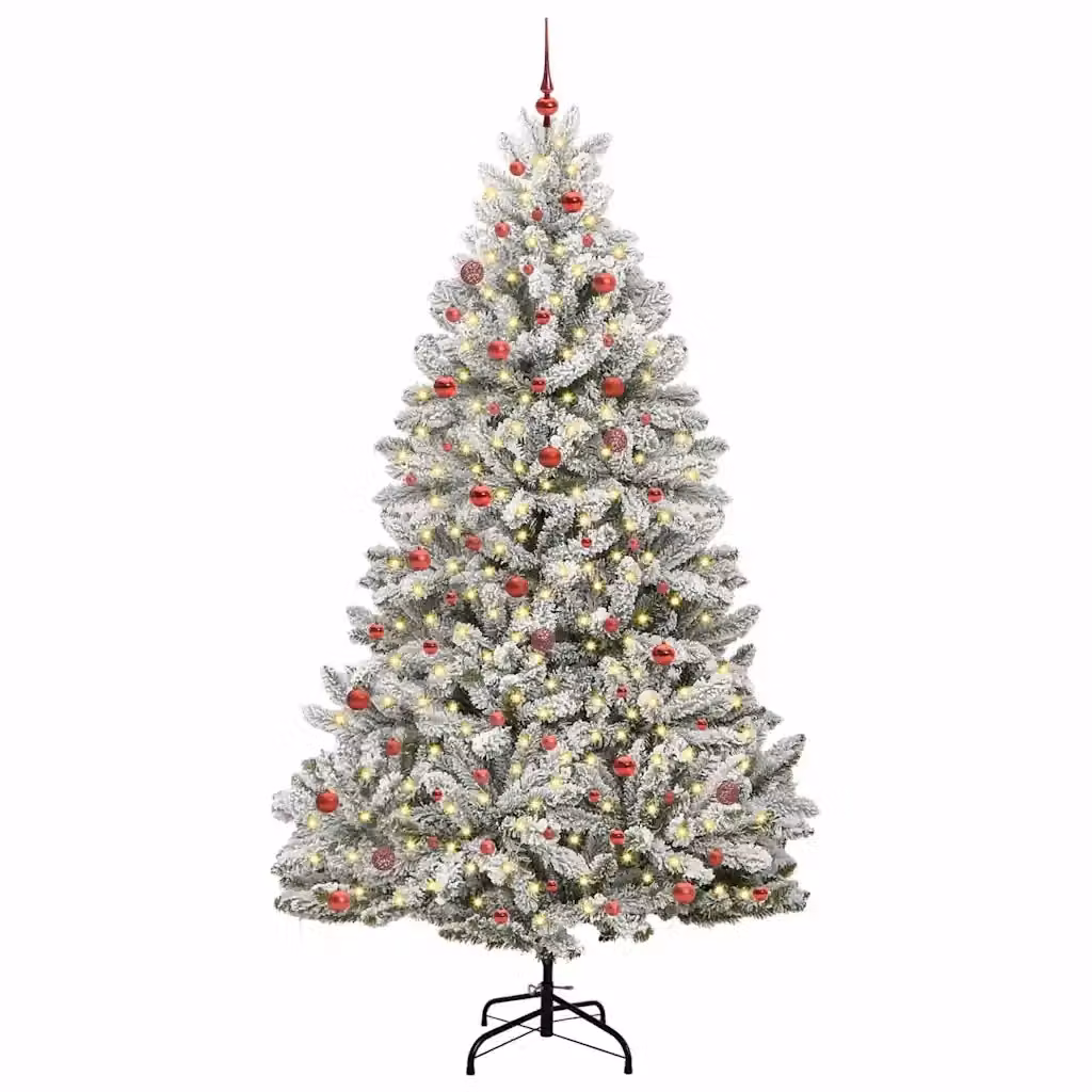 Albero di Natale artificiale vidaXL verde e bianco con 300 LED bianco caldo, altezza 270 cm – 2