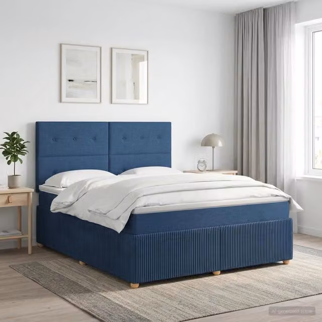 Letto box spring con materasso blu e bianco vidaXL L/P: 160 x 200 cm – 1