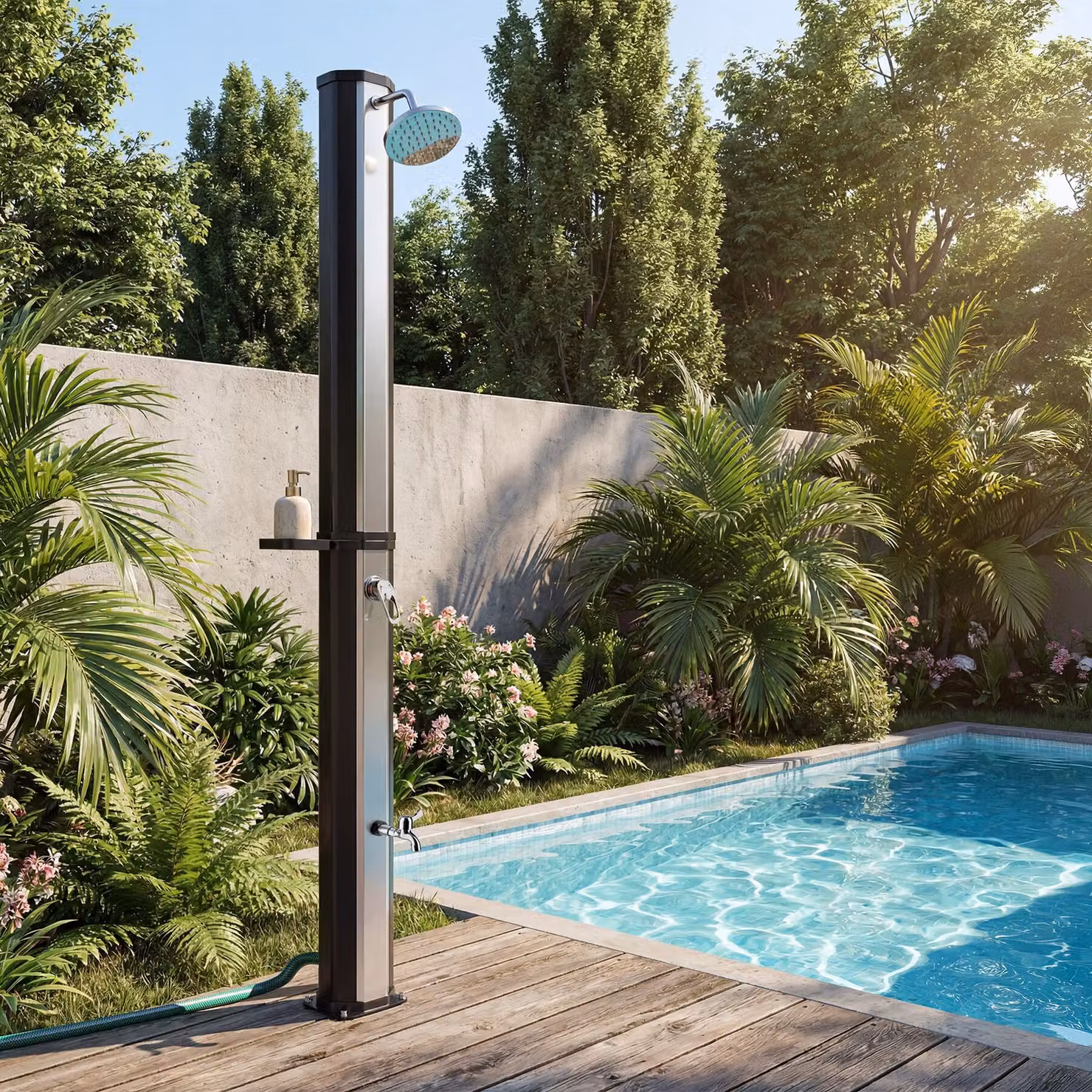 Doccia solare Ofanto tectake con capacità 35 l - nero/argento – 2