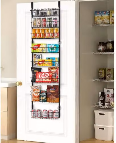 Organizzatore per Dispensa VEVOR Sopra Porta con 8 Ripiani Regolabili in Metallo Nero