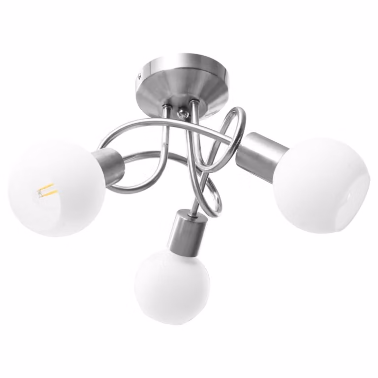 Lampadario Paralume in Vetroceramica a Coppa Bianco 3 Lampadine E14