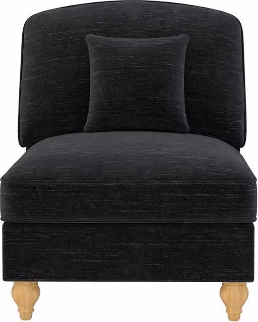 Divano senza braccioli Zephmum in tessuto Chenille nero con cuscino incluso