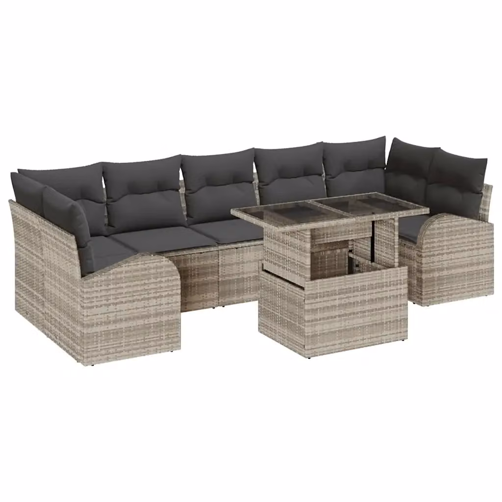 Set Divano da Giardino vidaXL 8 Pezzi a Forma di U Grigio con Cuscini e Tavolino – 2