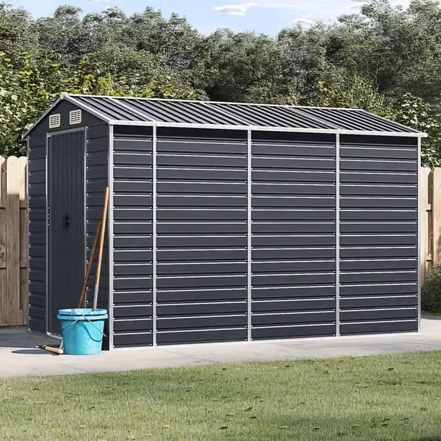 Capanno da Giardino Antracite 191x300x198 cm in Acciaio Zincato 3188255