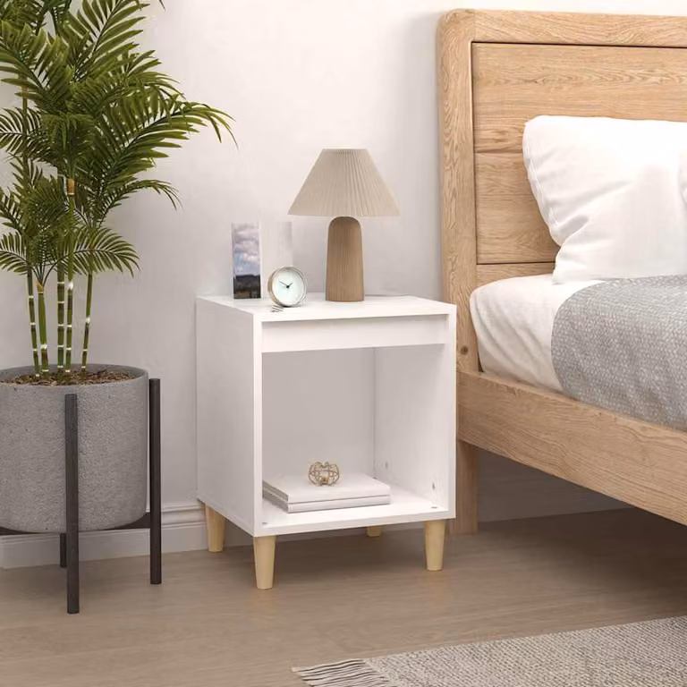 Comodino moderno vidaXL in legno bianco L 40 cm, P 35 cm, H 50 cm