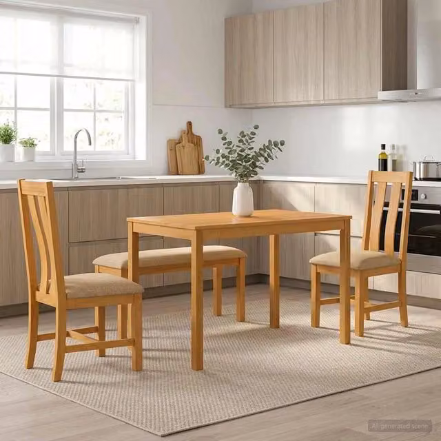 Set da pranzo 4 pz Beige Legno di Quercia Massello 3430300