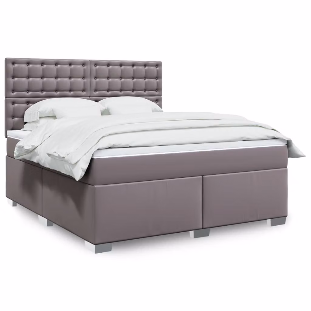 Letto con Giroletto a Molle e Materasso Ibrido vidaXL in Similpelle Grigio e Bianco L/P: 180 x 200 cm