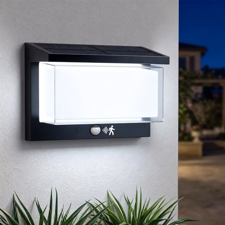 Lampada solare da esterno con sensore di movimento, 4 modalità, grado di protezione IP65, 6500 K