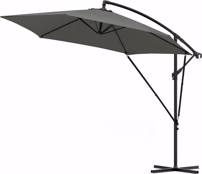 Happiq Ombrellone rettangolare sospeso - 310 × 310 cm - Orientabile e inclinabile di 45° - Resistente ai raggi UV e idrorepellente - Grigio scuro - Con telo di protezione