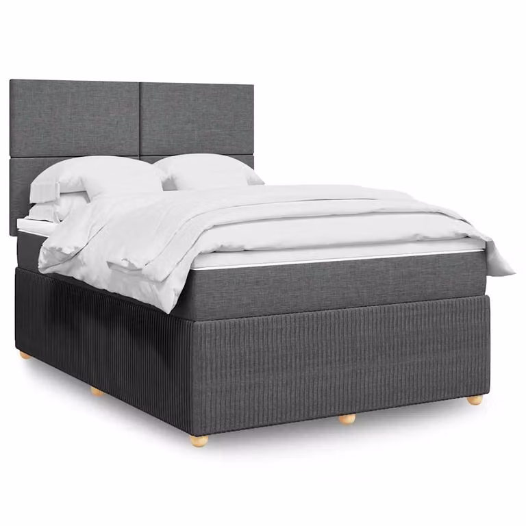 vidaXL Letto Ibrido con Giroletto a Molle e Materasso in Tessuto Grigio e Bianco L/P/H: 140 x 200 x 150,5 cm
