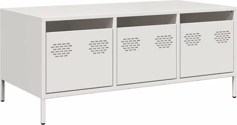 Tavolino Bianco 101,5x50x43,5 cm in Acciaio Laminato a Freddo