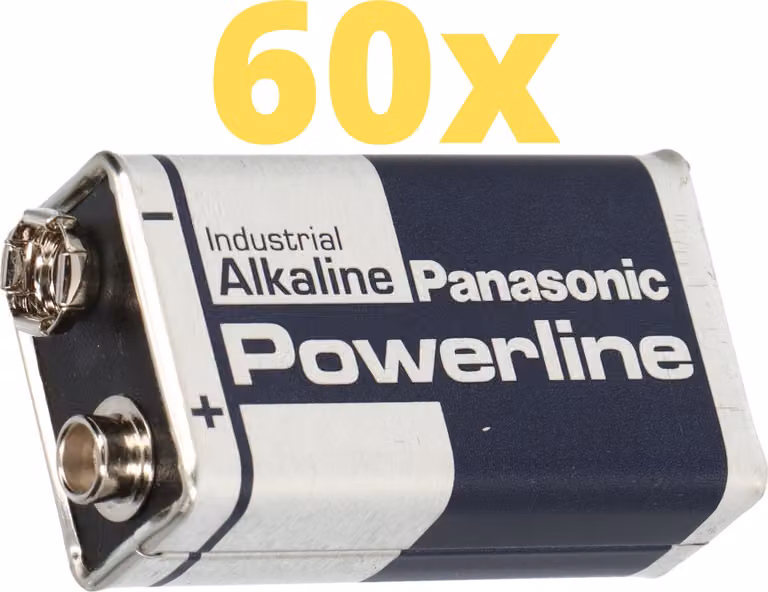 60 batterie Panasonic Powerline 6LR61 da 9V, adatte per uso professionale, servizi e rilevatori di fumo