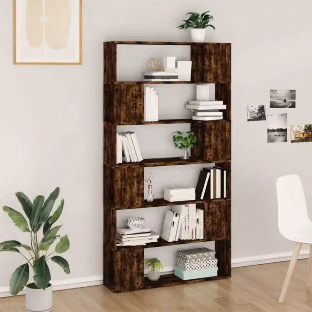 Libreria/Divisorio vidaXL in Rovere Fumo, L 100 cm x P 24 cm x H 188 cm – 1