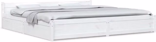 Letto matrimoniale | Letto per adulti | Giroletto con Cassetti Bianco 150x200 cm Super King