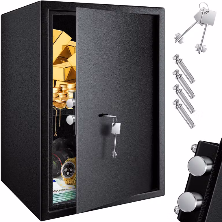 KESSER® Cassaforte da parete per mobili, dimensioni 50x35x31 cm, con serratura a due chiavi, inclusi 2 chiavi e viti di montaggio