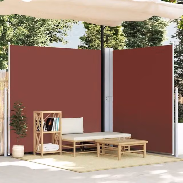 Tenda da sole laterale retrattile per balcone e giardino in poliestere marrone L: 600 cm, H: 200 cm – 1