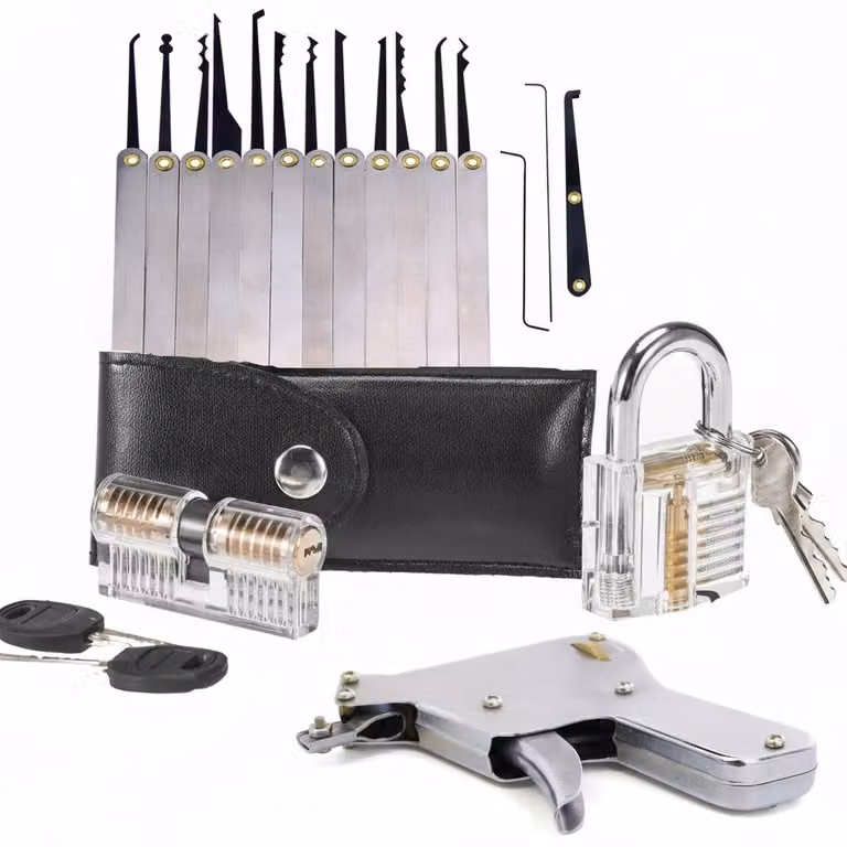 JL Cuisine - Set di esercizi per scassinatori - Serrature trasparenti per l'allenamento - Argento