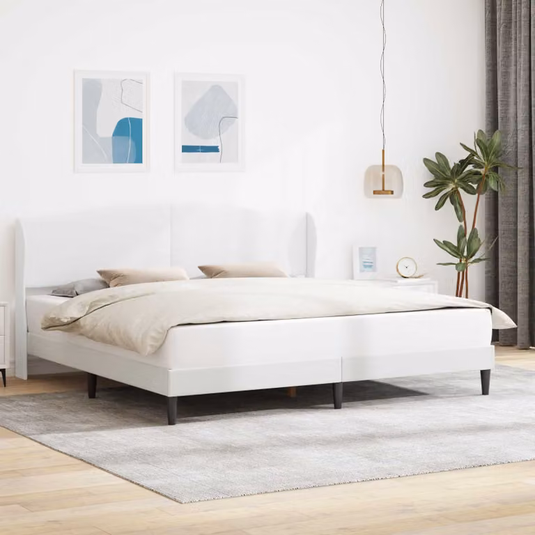 Struttura del letto con testiera vidaXL in similpelle bianco, dimensioni 200 x 200 cm