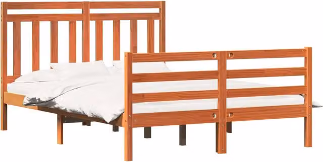 Letto matrimoniale | Letto per adulti | Struttura del letto con testiera Marrone cerato 150 x 200 cm