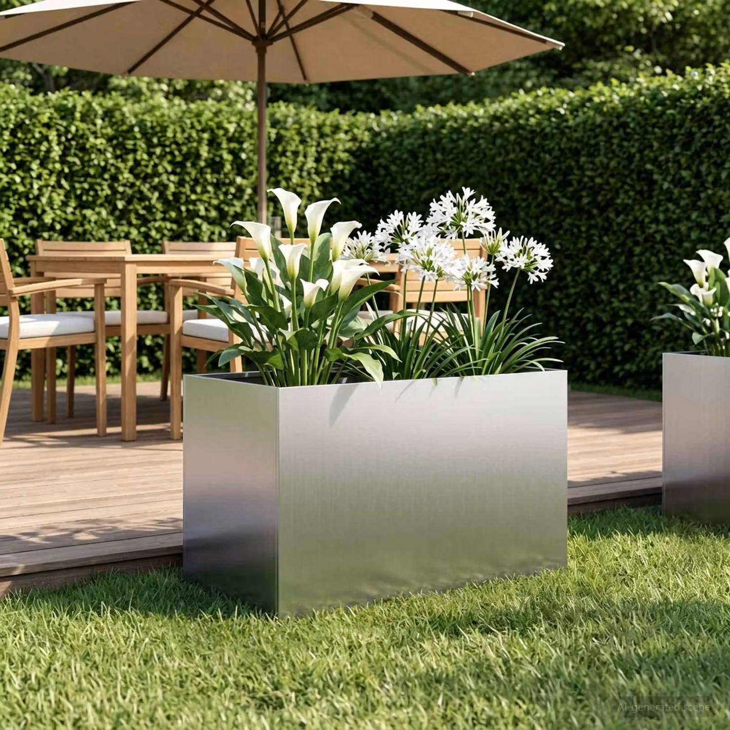 Vaso da giardino vidaXL in acciaio zincato argento L: 60 cm, P: 40 cm, H: 40 cm