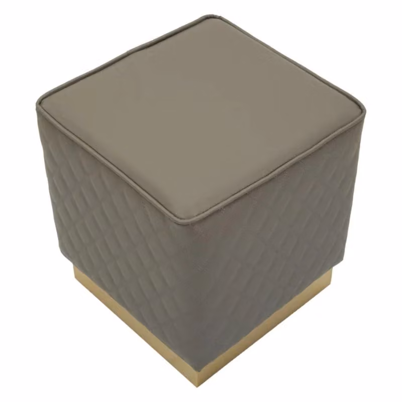Puff Quadrato Sharon Mauro Ferretti in Faux Leather Beige, Oro e Grigio L/P/H: 35 x 35 x 38 cm – 2