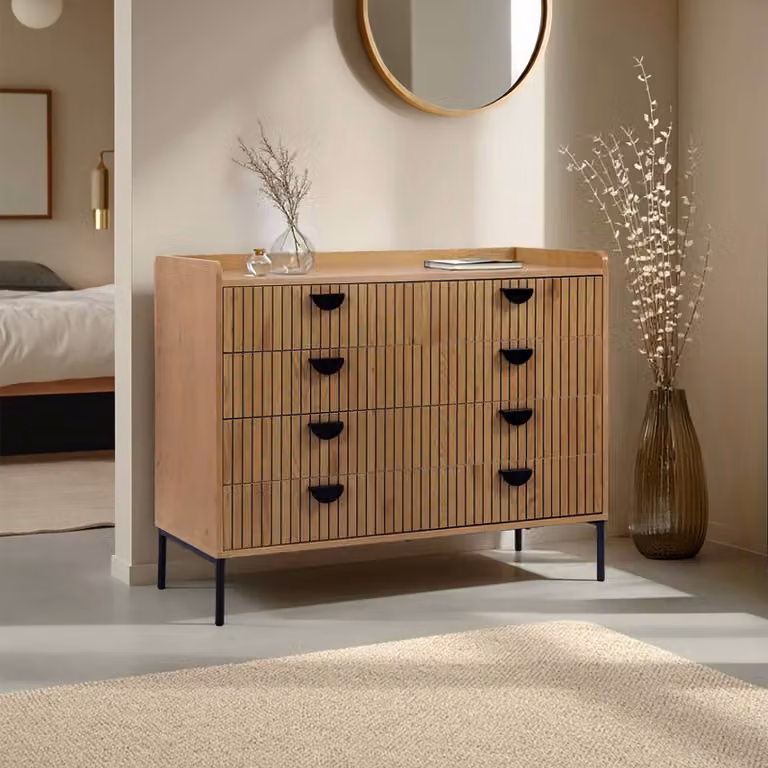 Cassettiera a 5 cassetti in MDF con decoro melaminico legno - Oviala Zelie