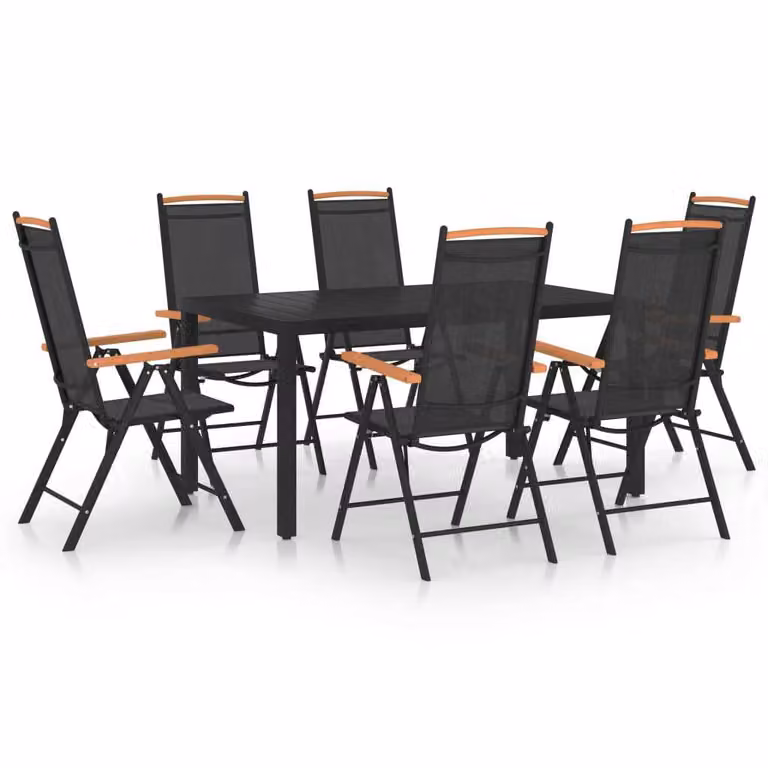 Maison Exclusive - Set da pranzo da giardino 7 pezzi in alluminio nero