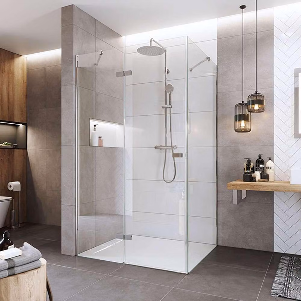 Cabina doccia Mereo, Novea, rettangolare, cerniera, 110x80 cm, cromo ALU, vetro trasparente, porta a sinistra e parte fissa - CK10514ZL