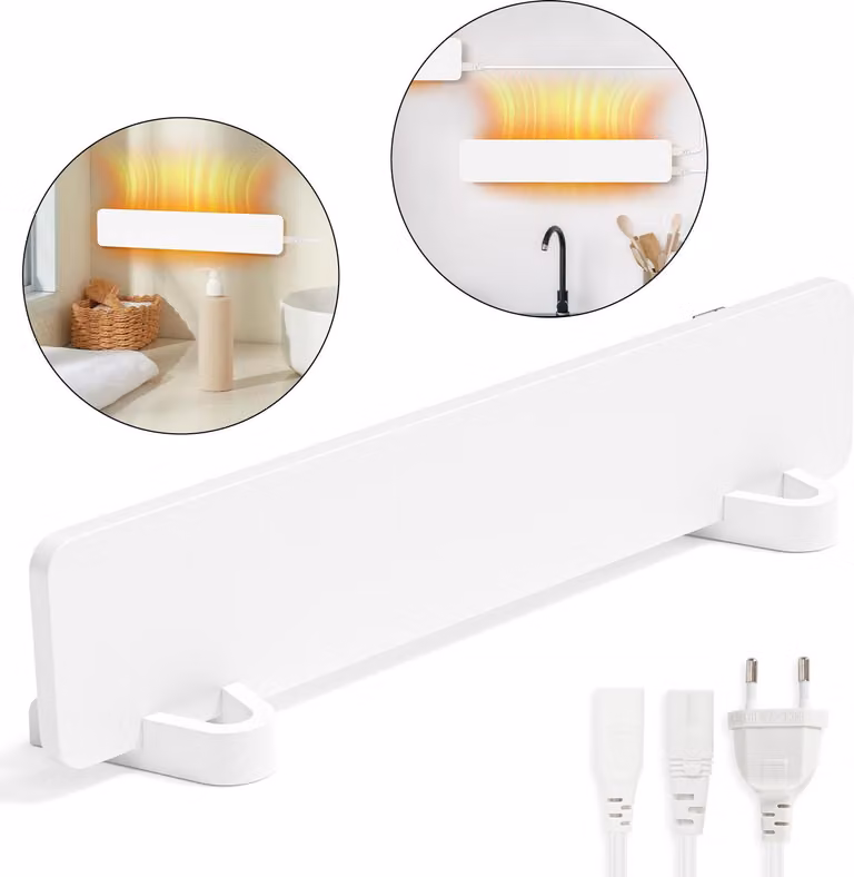 Pannello riscaldante a infrarossi Ikodm, 50 W, grado di protezione IP44, montaggio a parete o su supporto, colore bianco
