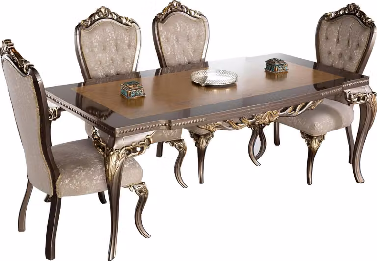 Esszimmerstuhl Stuhl Stühle Holz Luxus Esszimmer Ess Stoff Stil Barock 1x Sessel