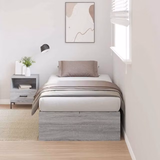 Struttura letto con contenitore-Giroletto con contenitore Grigio Sonoma 80 x 200 cm