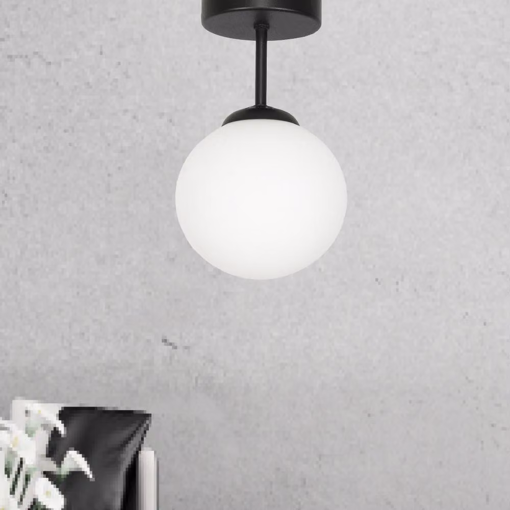 Lampada da soffitto, paralume nero, sfera di vetro, CALIPSO 13-827