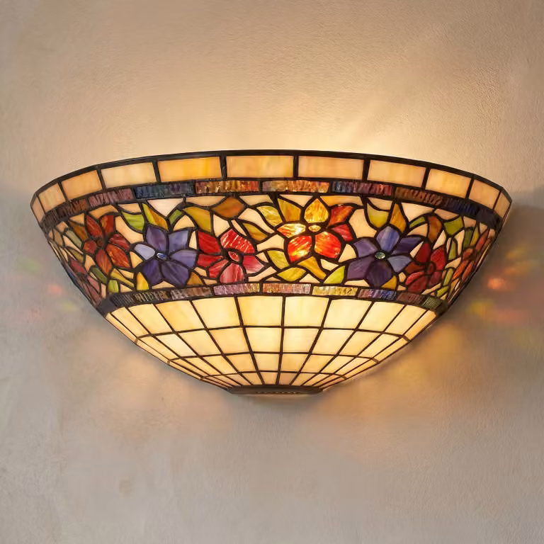 Artistar Applique da parete Tiffany FLORA, dimmerabile, Multicolore, Soggiorno / Sala da pranzo, Vetro, Tiffany, Applique