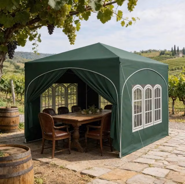 Gazebo da giardino 3x3m in tessuto Oxford 210D con struttura in metallo e custodia verde