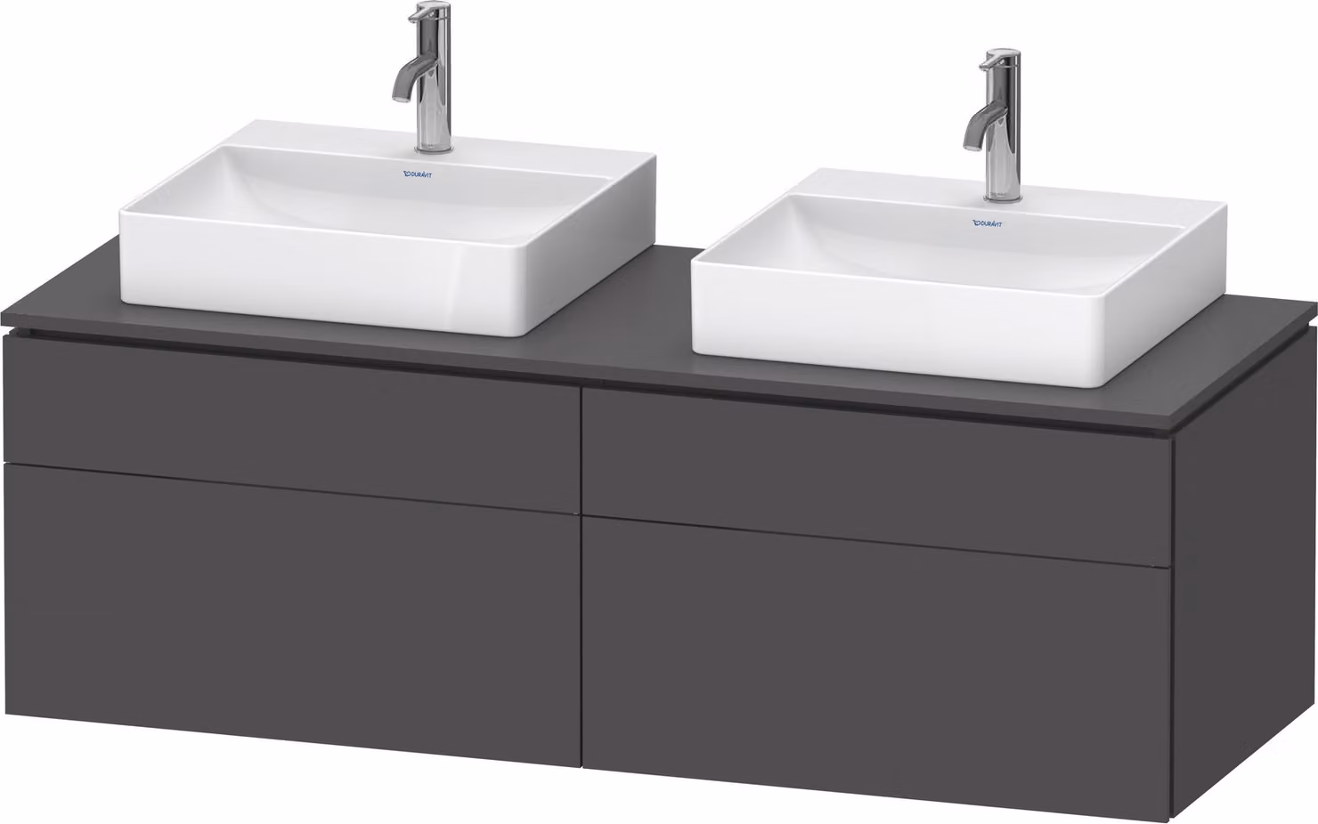 Duravit L-Cube Meuble sous-lavabo en console suspendu, avec plan de toilette en console, 4 tiroirs, pour deux vasques, 1420x482x550mm, LC4872B49490000, LC4872B49490000