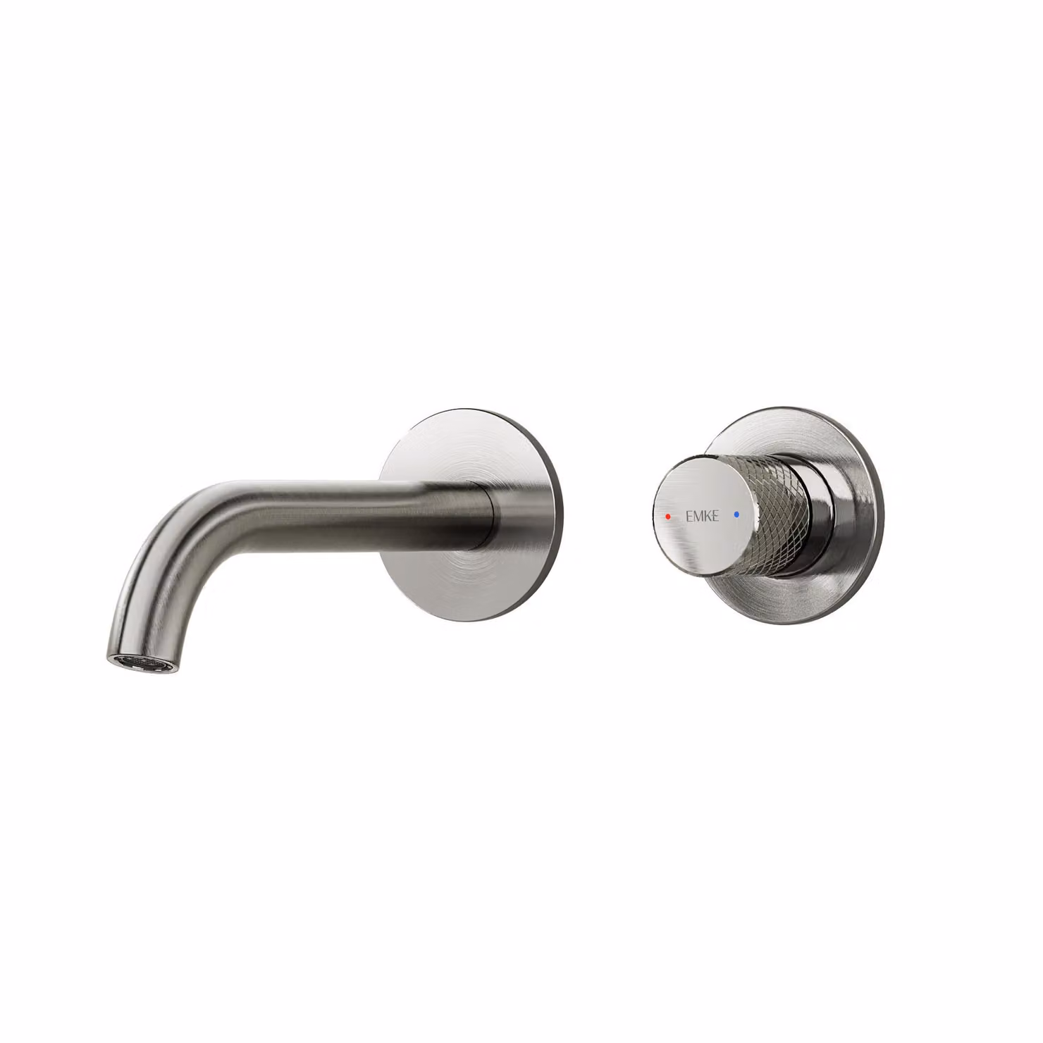 EMKE rubinetto da incasso a parete antracite - orientabile a 360°, rubinetto da bagno a 2 fori in ottone, a parete per lavabo, 288×210×70 mm