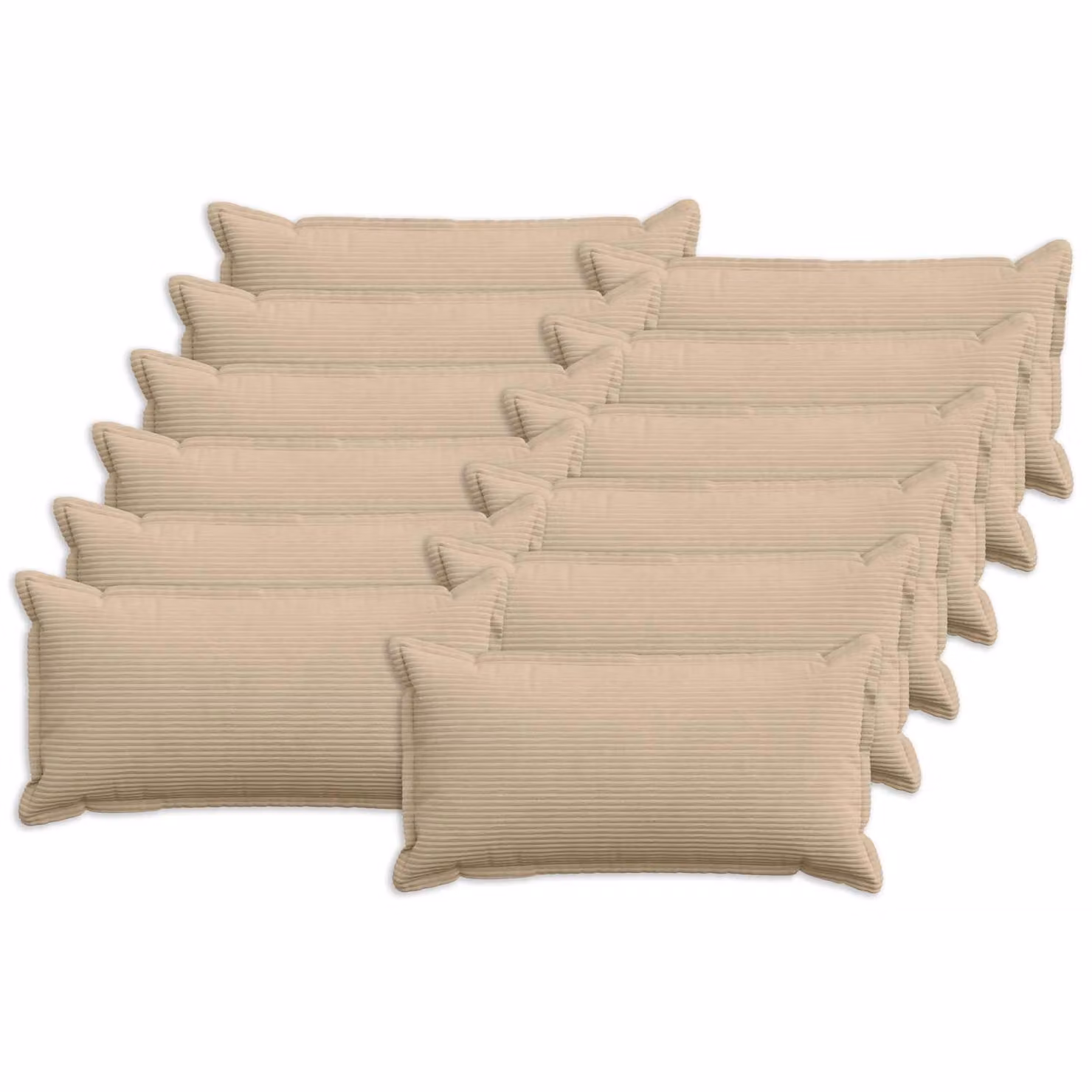 Set di 12 federe vidaXL HOUTEN in velluto a coste, colore tortora, L 80 x P 40 cm