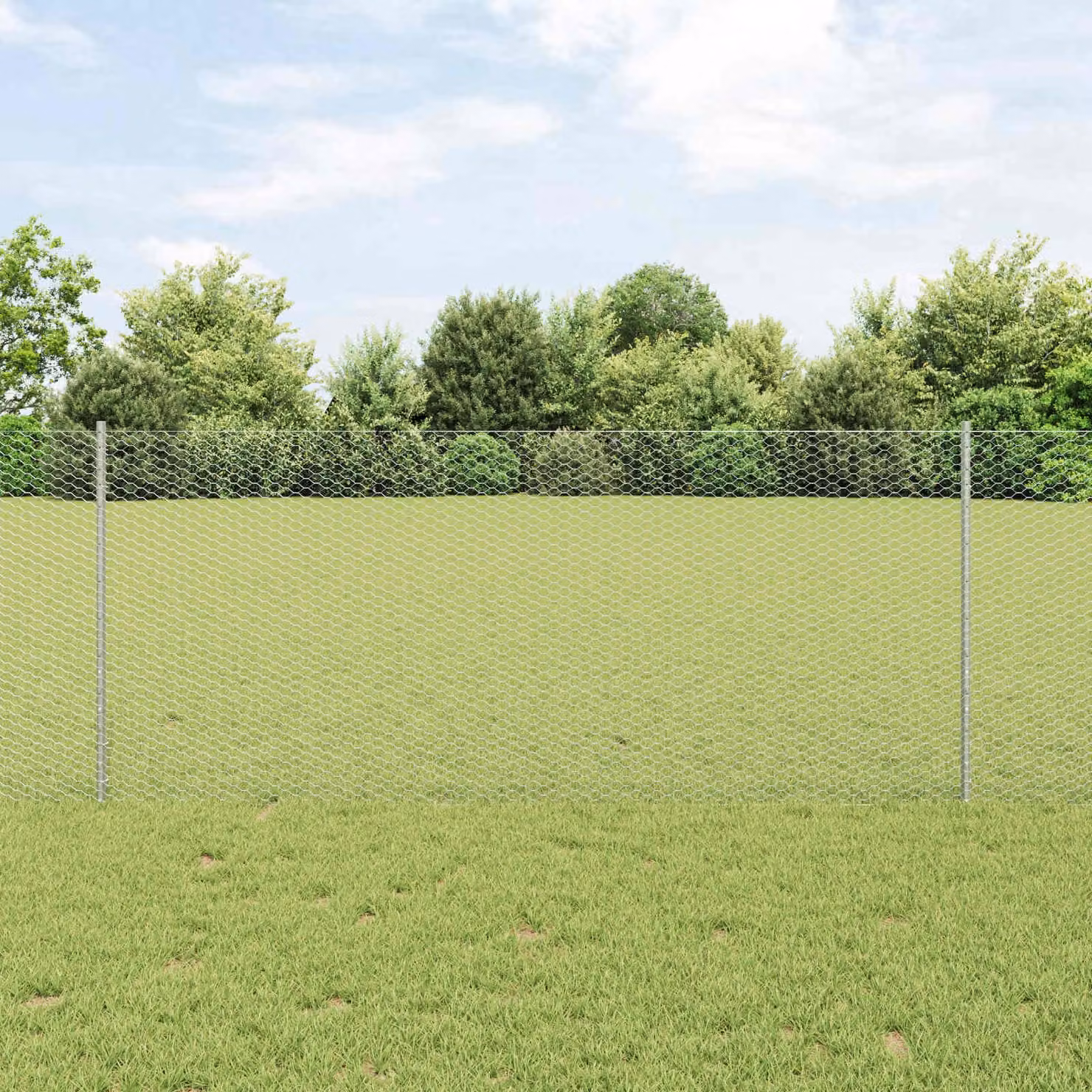 Recinzione esagonale con palo vidaXL in acciaio zincato Argento 25 x 1 m