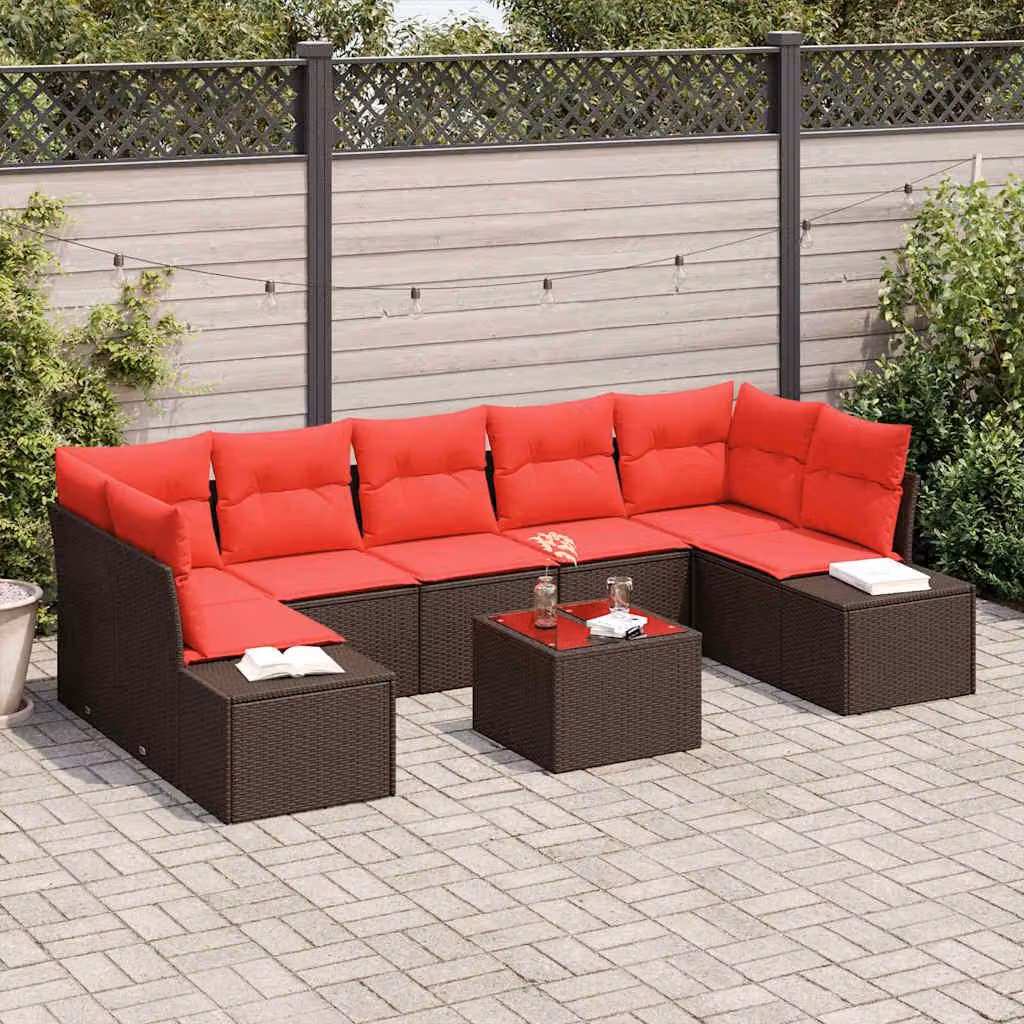 Maison Exclusive - Set di divani da esterno, 8 pezzi, color marrone [Materiale sintetico]: rattan sintetico