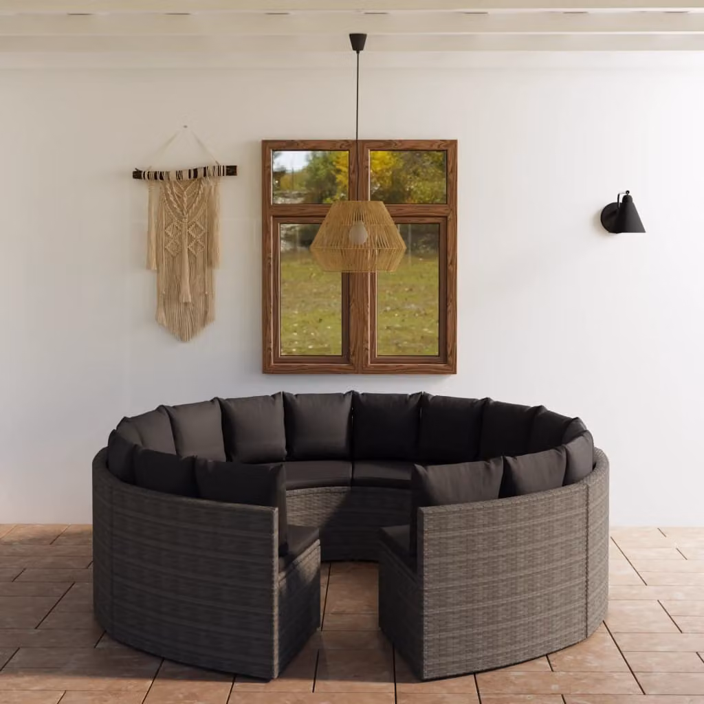 Maison Exclusive - Set da giardino composto da 8 pezzi con cuscini in rattan sintetico grigio