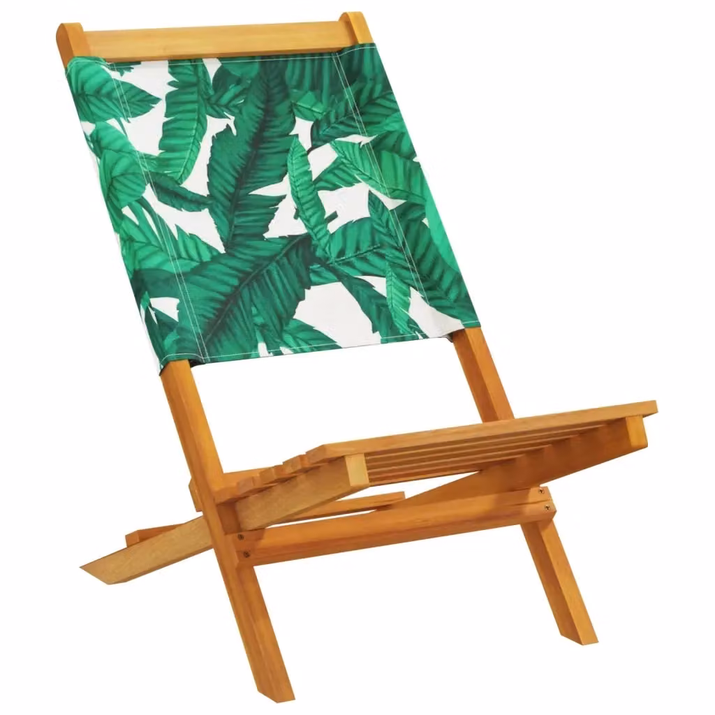 Set di 2 sedie da giardino vidaXL in legno di acacia oliato con motivo floreale e cuscini verdi in tessuto resistente ai raggi UV – 2