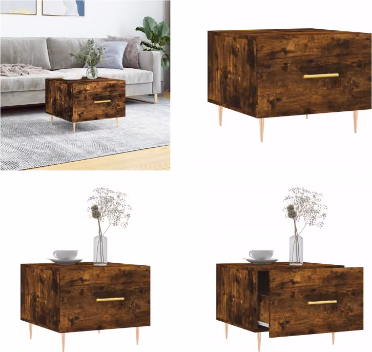 vidaXL Tavolino in rovere affumicato 50x50x40 cm materiale a base di legno - Tavolino - Tavolini - Tavolino - Tavoli laterali