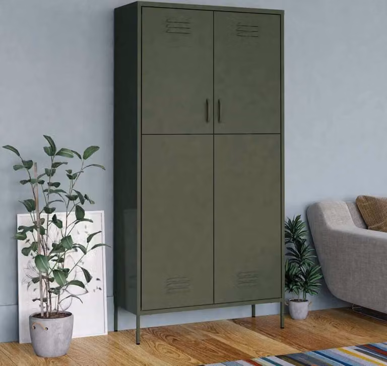 vidaXL Armadio verde oliva 90x50x180 cm in acciaio - Armadio - Armadi - Armadio a muro - Armadio a muro - Guardaroba