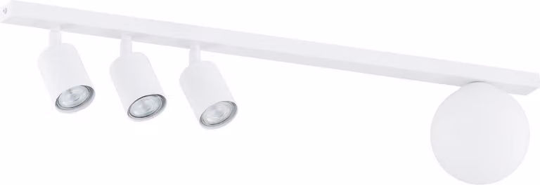 Lampada da soffitto bianca con faretti + paralume a barra da 70 cm BASTER 3xGU10 8W + 1xE14 10W Emibig