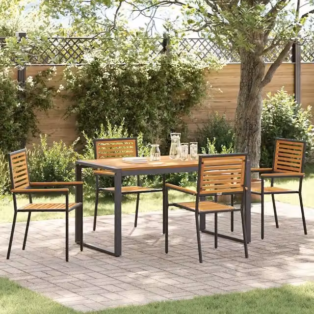 Set da Pranzo per Giardino 5 pz Nero e Marrone polyrattan 3365472
