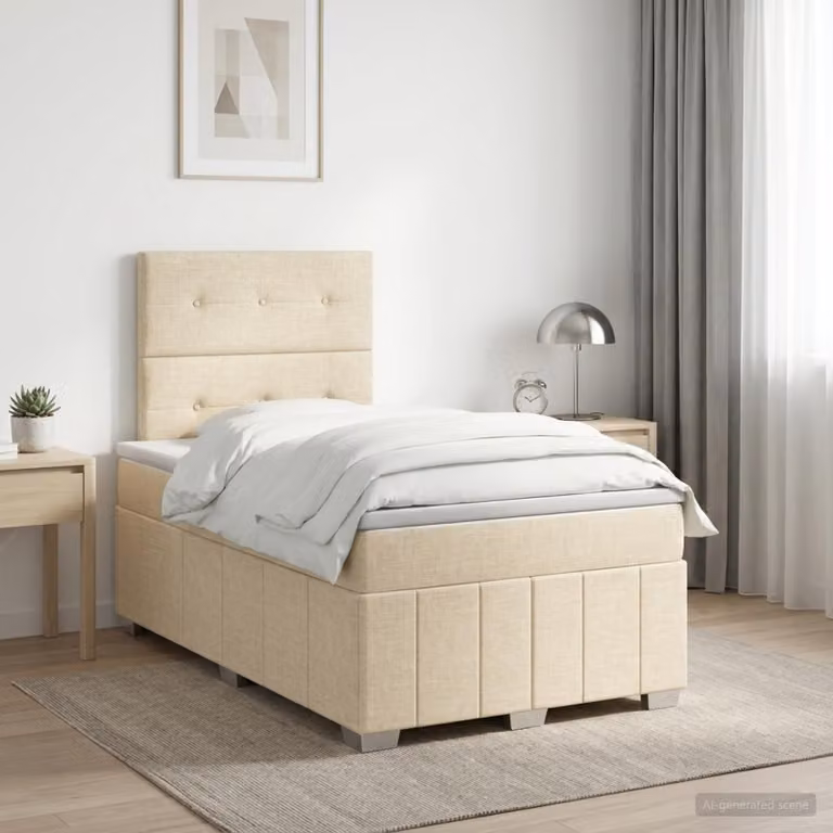 Maison Exclusive - Letto boxspring con materasso Crema 120 x 190 cm Tessuto