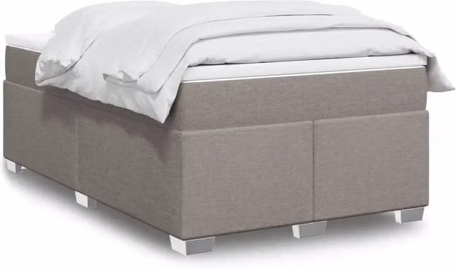 Letto con Giroletto a Molle e Materasso Ibrido vidaXL in Tessuto, Colore Tortora, L/P: 120 x 200 cm