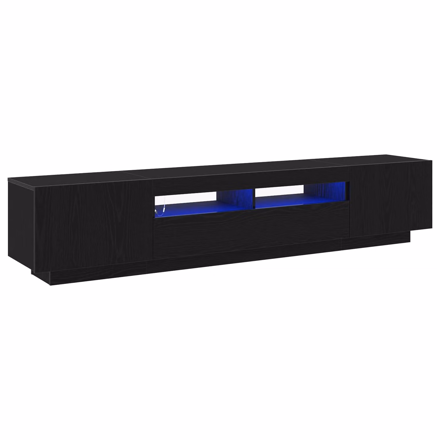 Set di 2 mobili TV moderni vidaXL in legno MDF nero con illuminazione integrata per soggiorno